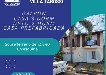 CUATRO INMUEBLES JUNTOS. CASA EN ESQUINA, GALPON CON DEPTO Y CASA DE TRES DORMITORIOS